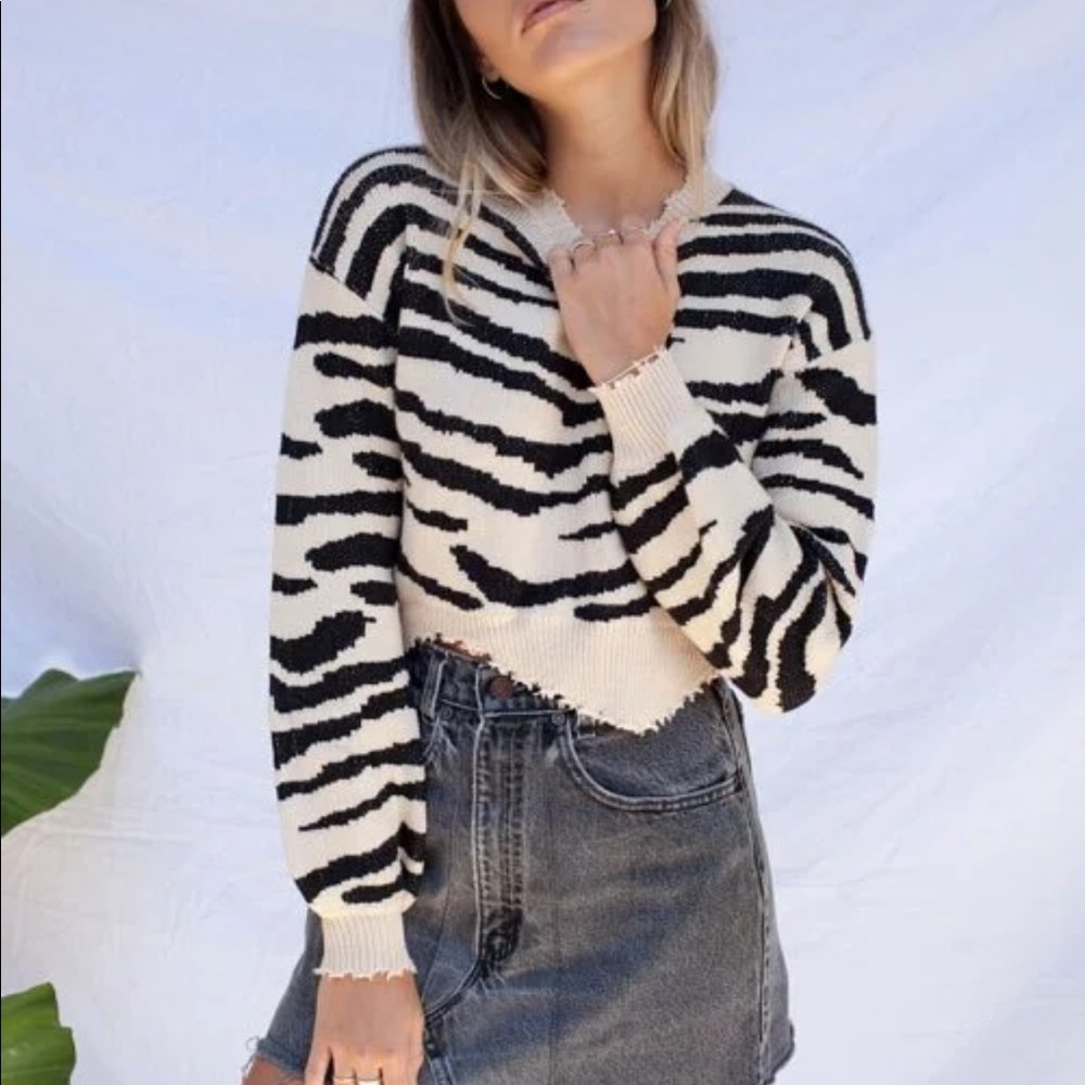 WONDERLAND CREAM ZEBRA SWEATER